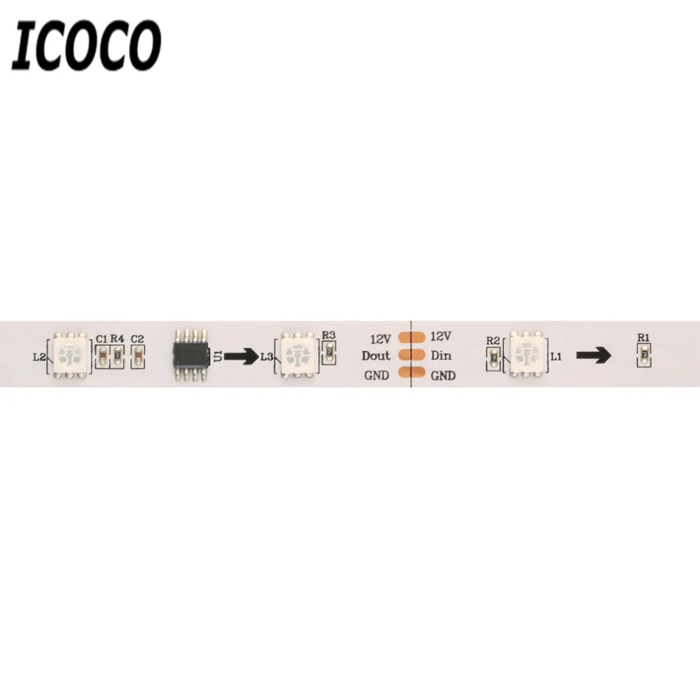ICOCO 2017 новейшая белая/черная WS2811 RGB светодиодная полоса света Адресуемая цифровая