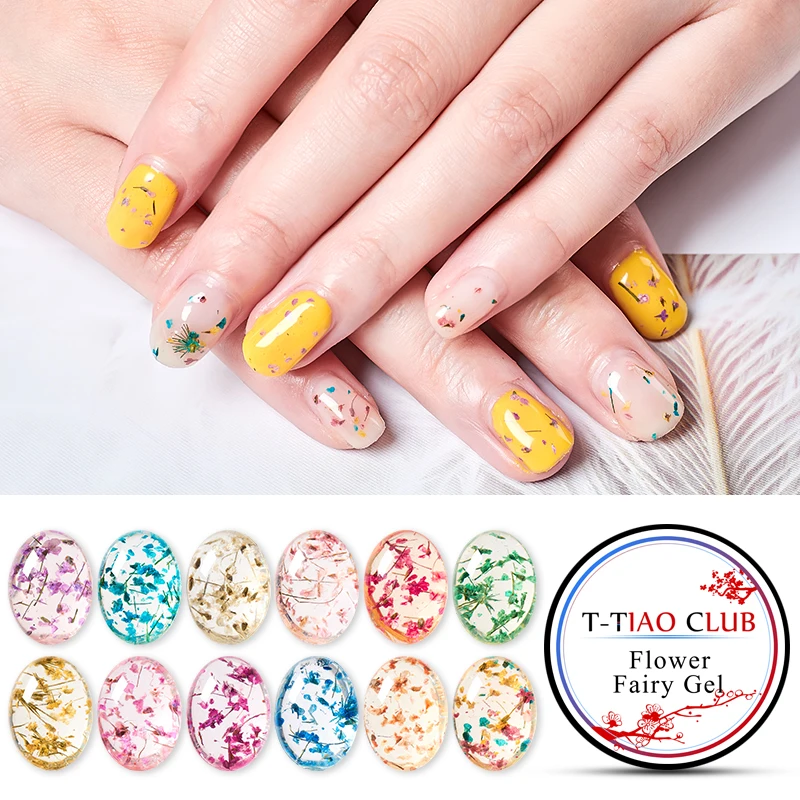 

Floral Uv Gel Varnish Nail Gel Polish Paint Dried Flowers Nail Art Soak Off Gel Varnish DIY Natural Fairy UV LED Nails Gel