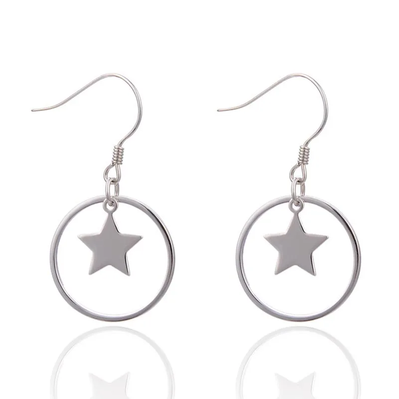 

Красный деревья Брендовые однотонные 925 стерлингового серебра висячие серьги 2018 модные Звездные и круглый Висячие серьги ювелирные украше...