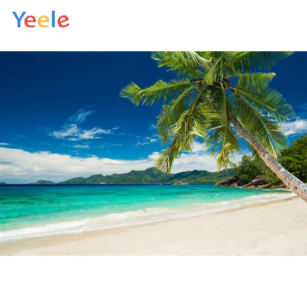 Yeele голубое небо Белое Облако море пляж пальмы летние фотографии фоны