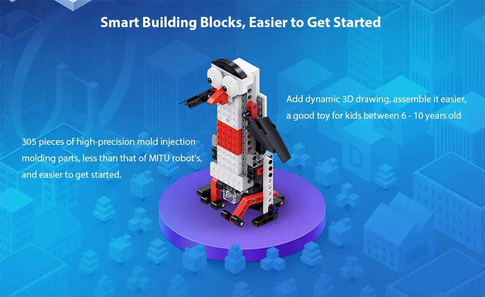 Xiaomi Mijia Mitu робот умные строительные блоки робота 305 кирпичи Bluetooth Мобильный пульт дистанционного управления телефоном приложение для Xiaomi умный дом
