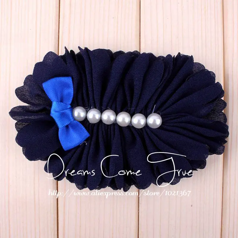 20 шт./лот 6 видов цветов Искусственный мягкий шифон цветок с жемчугом для детей