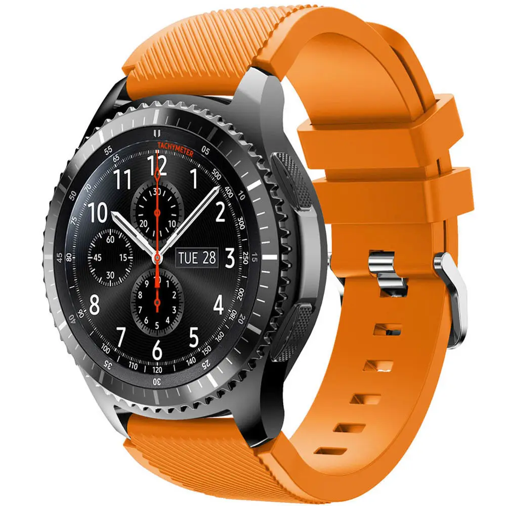 RS 18 цветов резиновый браслет для samsung gear S3 Frontier силиконовый ремешок для часов gear S3 классический спортивный ремешок 22 мм ремни w булавки