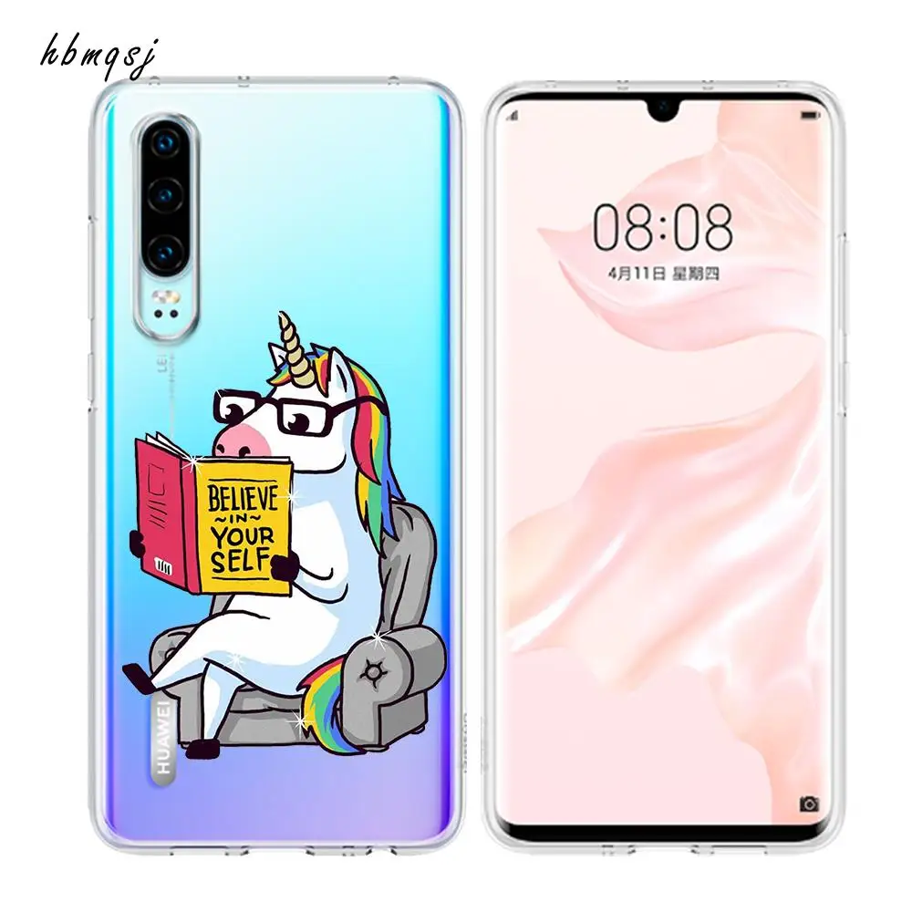 Милый чехол для huawei honor 8 lite p8 p9 2017 силиконовый мягкий из ТПУ с радужным единорогом