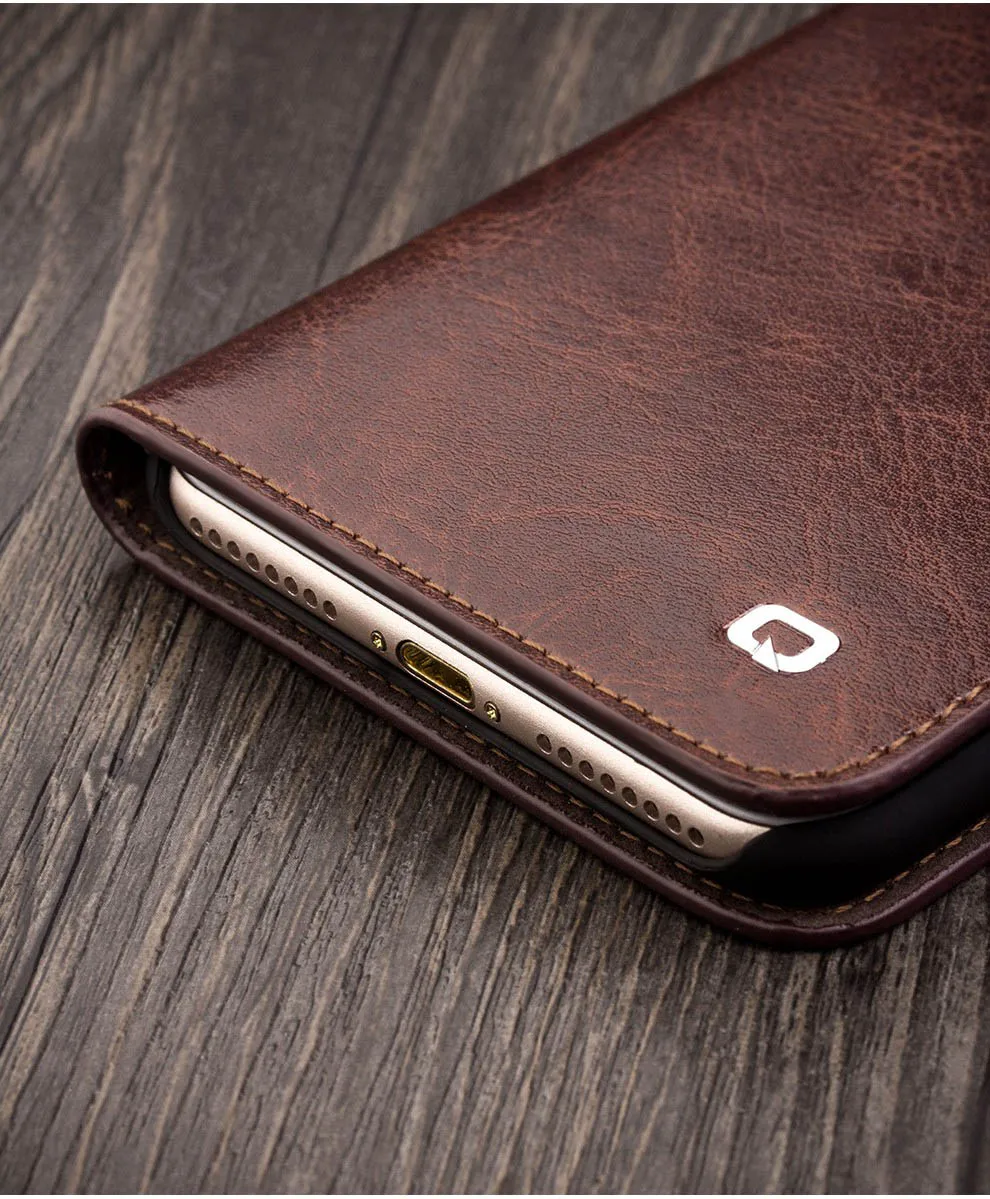 QIALINO держатель для карт чехол для iPhone Xs 7 6s Plus 5S Натуральная кожа задняя крышка Корпус для iPhone 8 7 Plus слот для карт флип чехол s