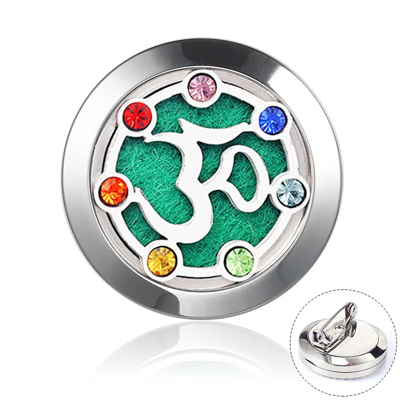 brooch 11 Круглый из нержавеющей стали Духи Диффузор брошь чакра эфирное масло диффузор Кристалл Магнитный медальон ароматерапия броши - Окраска металла: brooch 11