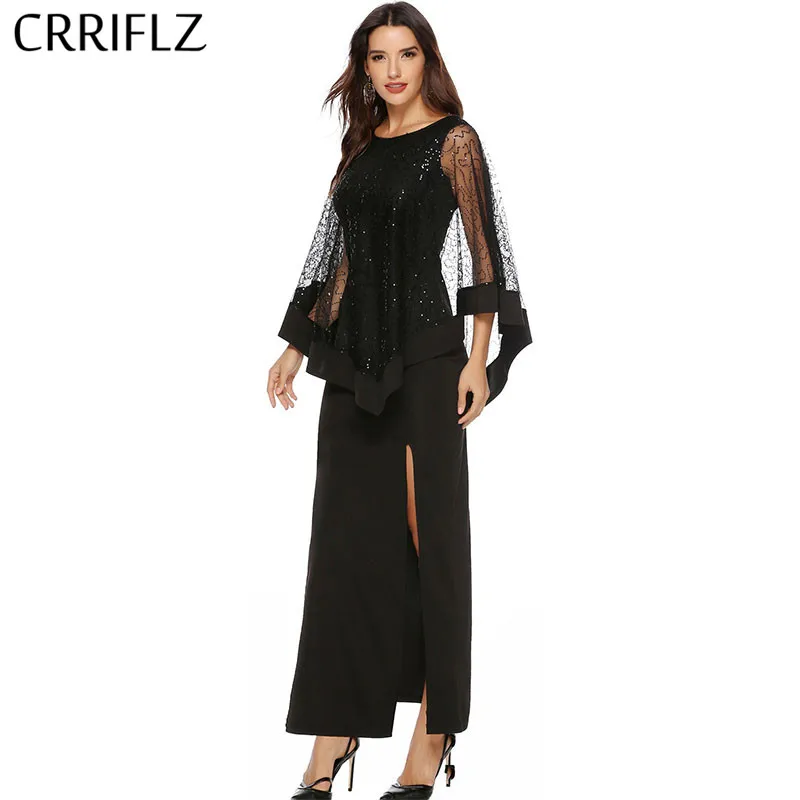 Женская мода блестки пэчворк Империя тонкое длинное платье 2019 Новое