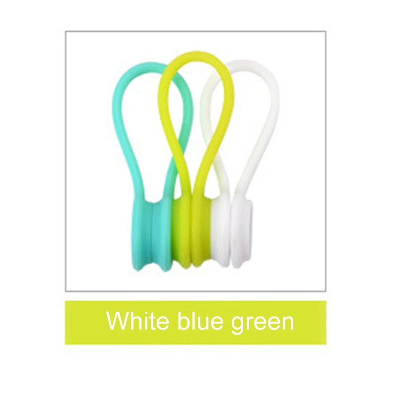 white blue green Кабельный провод Органайзер гарнитура тип магнит наушники шнур намотки держатель кабеля зажимы органайзера многоцветный Силиконовый магнит катушка - Цвет: white blue green