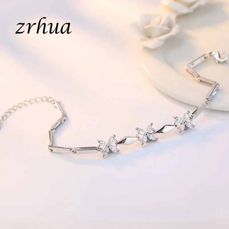 ZRHUA подлинный 100% Стерлинговое Серебро 925 пробы браслет цепочка и звено длинные