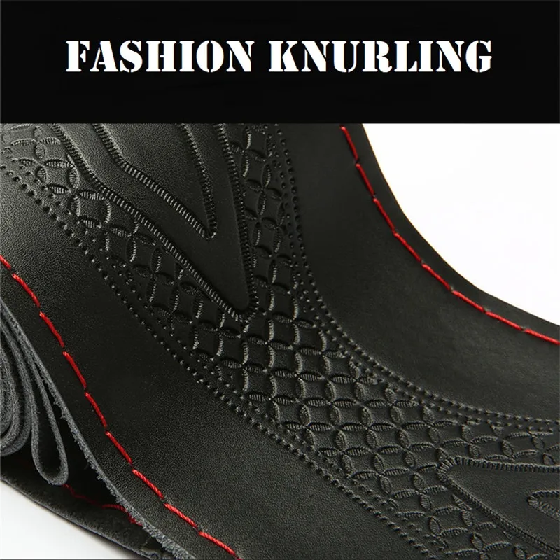 Steering Wheel Braid Fashion Embossed Car Steer Wheel Case Car Accessories 38CM Genuine Leather Steering Wheel Cover
