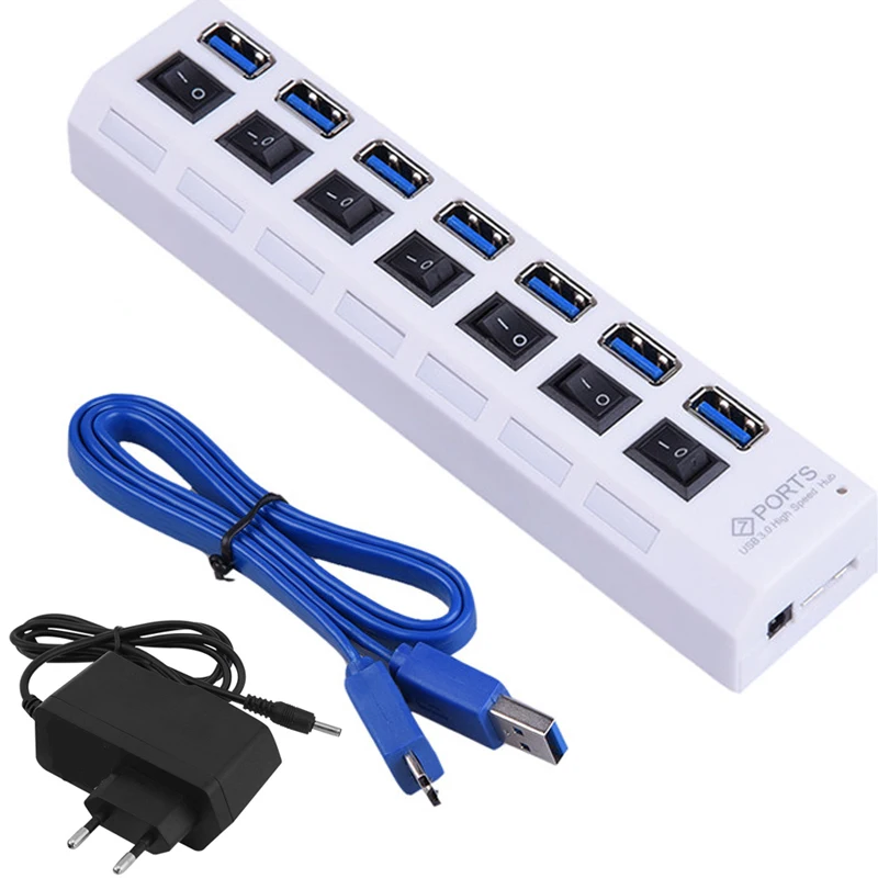 USB Hub 3 0 высокоскоростной 5 Гбит/с 7 портовый концентратор разветвитель вкл/выкл