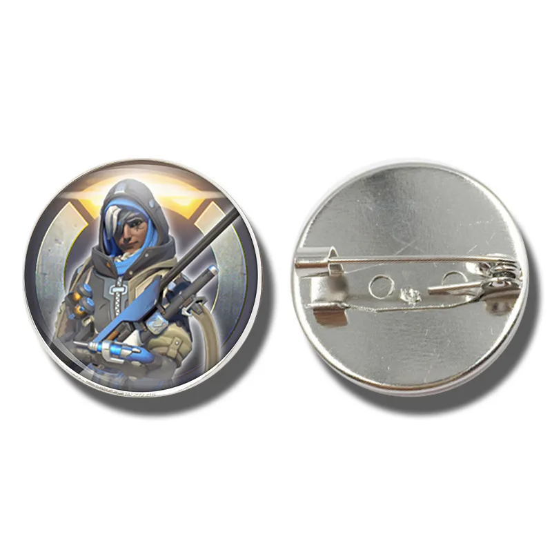 20 1 шт. 25 мм значок аниме Overwatch DVA Mercy Reaper Tracer Mei стеклянный значок аксессуары для одежды шляпа украшение для рюкзака брошь - Цвет: 20