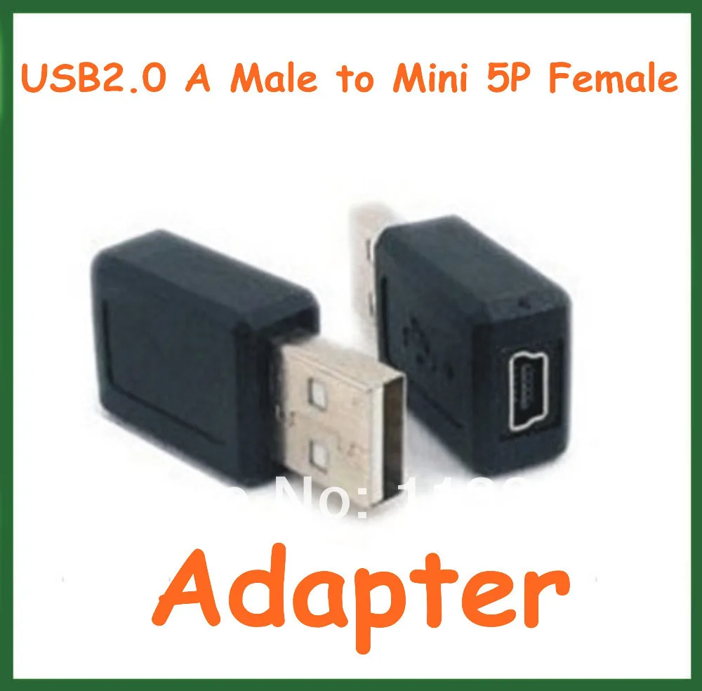 100pcs Adapter USB 2.0 A Male to Mini 5P Female Connector Adaptor Cable Extension Converter