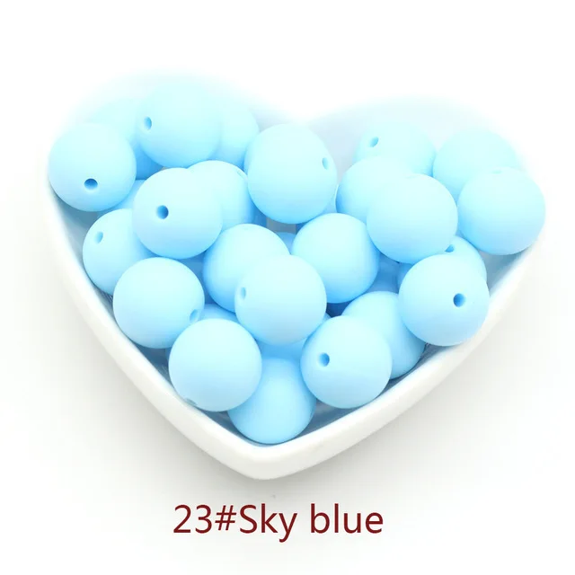 15mm 30pcs Набор из 30 шт. 15 мм круглых силиконовых бусин пищевой BPA бесплатно отлично подходит для слингобусы Colar Mordedor Dentition Chew - Цвет: 15mm 30pcs
