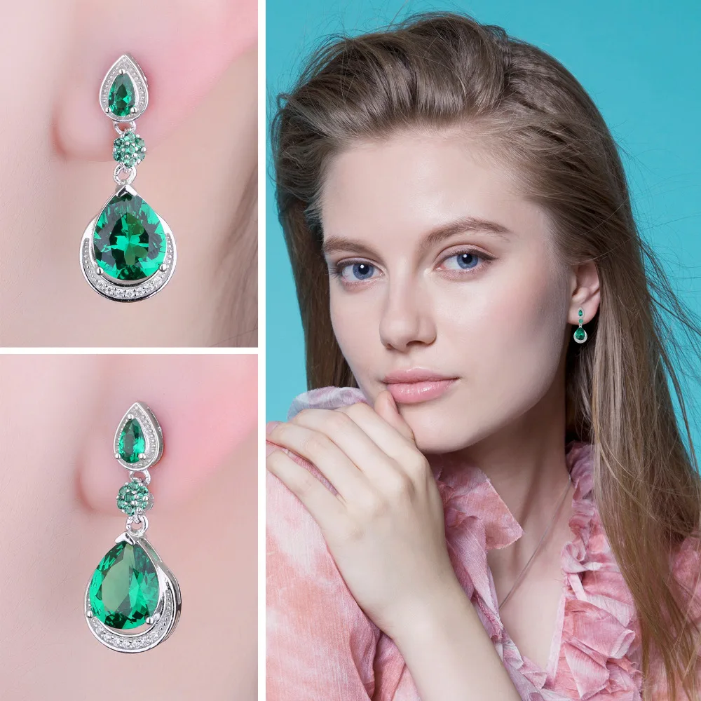Jewelrypalace Роскошные 14.38ct создана изумрудов воды Висячие серьги из натуральной 925