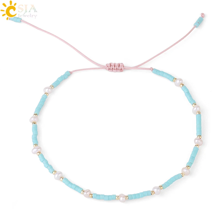 A CSJA Miyuki Браслеты для Для Женщин Браслеты Mujer Moda жемчуг барокко ювелирные изделия Delica Стекло бусины плетеный браслет шармы S343 - Окраска металла: A