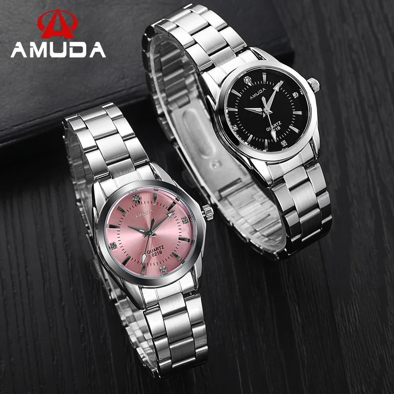 Бренд AMUDA модные наручные часы для женщин ремешок из нержавеющей стали ЖЕНСКИЕ