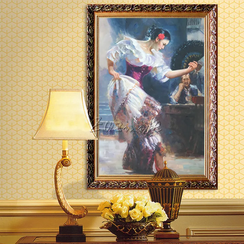 Beste Spaanse Flamenco Danser Schilderdoek Olieverf Caudros Decoracion Wall Art Muur Foto Voor Woonkamer Interieur Quadro