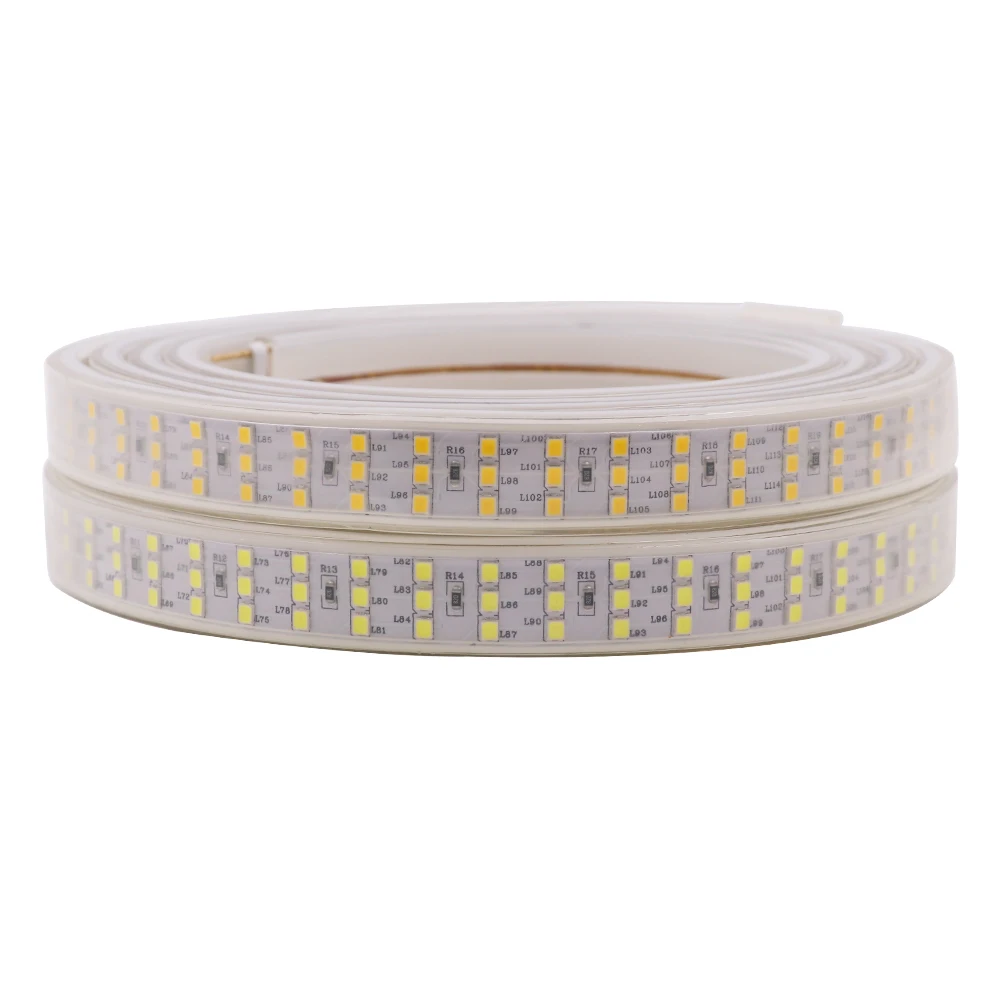 AC220V трехрядный светильник SMD 2835 Водонепроницаемая светодиодная лента супер яркая светодиодная лента с разъемом AU/EU/UK+ ИК-контроллер 11 клавиш