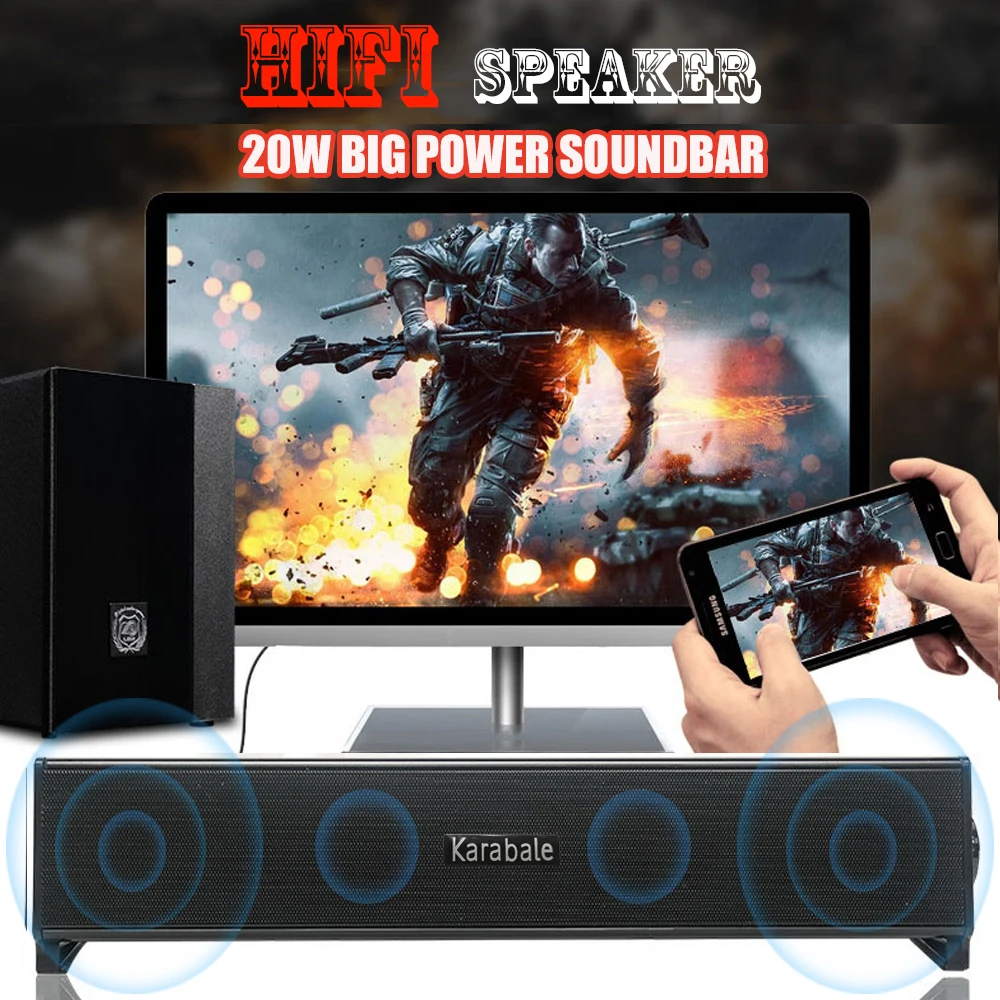 20 Вт HIFI тяжелый бас Bluetooth динамик Портативный Саундбар сабвуфер беспроводной