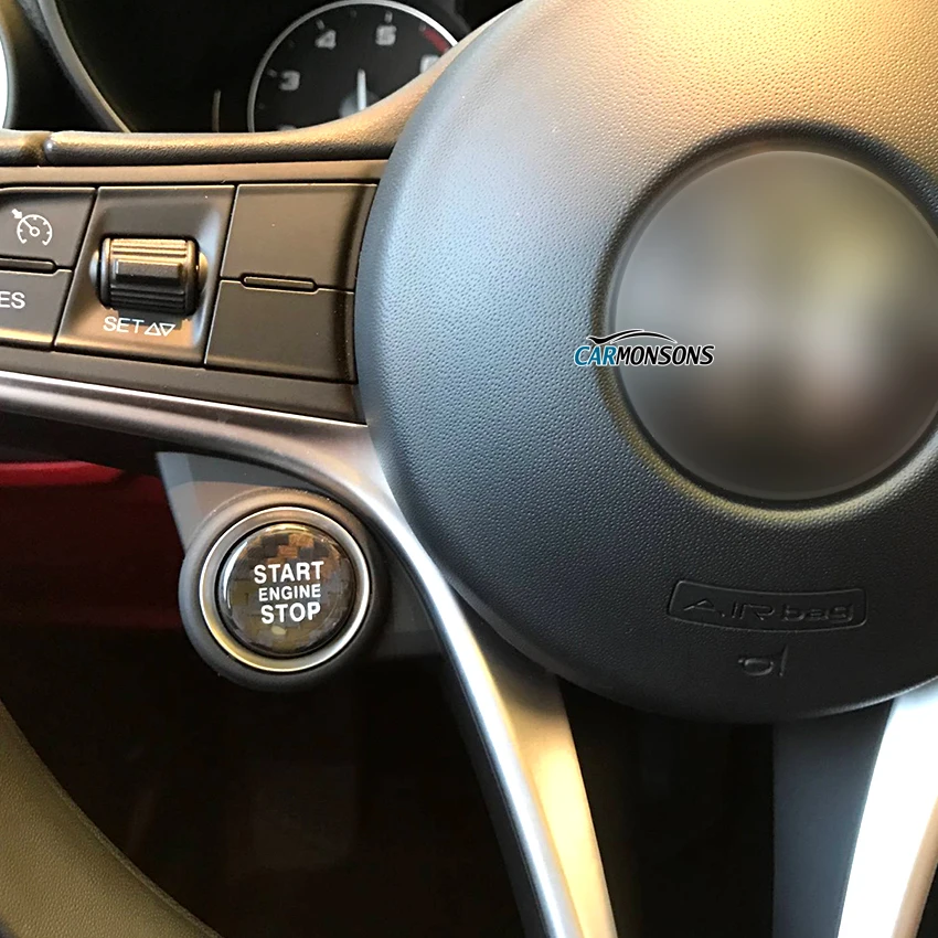 Carmonsons для Alfa Romeo Stelvio Giulia Углеволокно кнопка запуска двигателя накладка наклейки