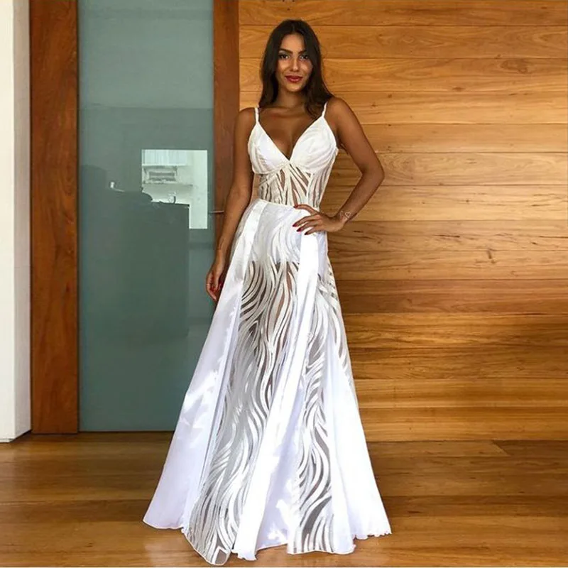 Белое платье лоскутное сексуальное прозрачное vestidos женская одежда kleider модные