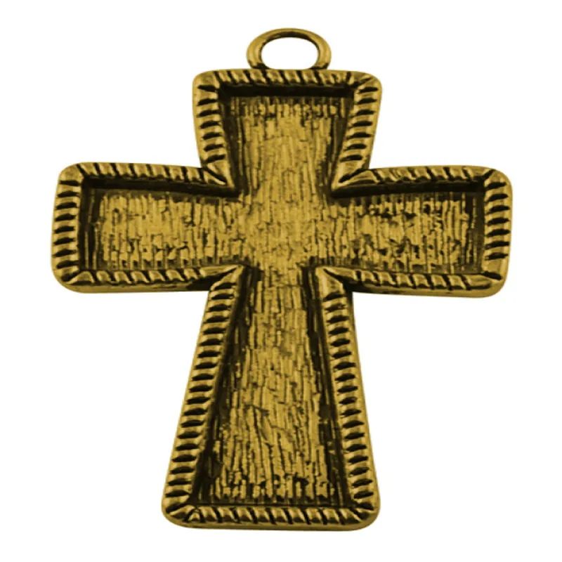 30 шт. 70x43x4 мм Тибетский Стиль крест кулон кабошон настройки, без свинца и кадмия и никель бесплатно, античное серебро F85