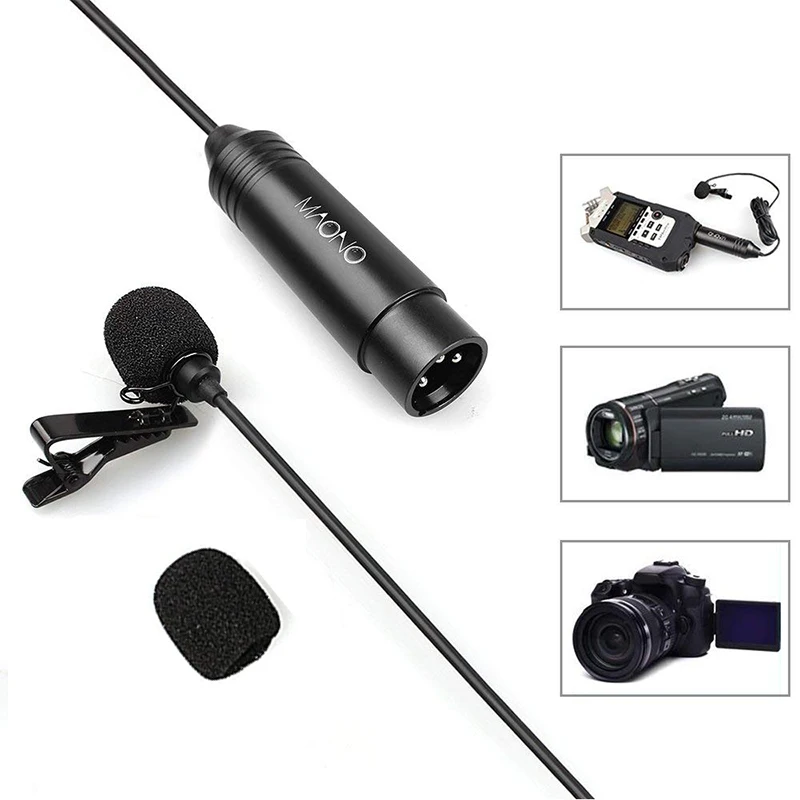 

MAONO XLR Lavalier Microphone Metal Clip-on Condenser Lapel Mic Shirt Collar Microphone for Camcorders Canon Sony DSLR Camera