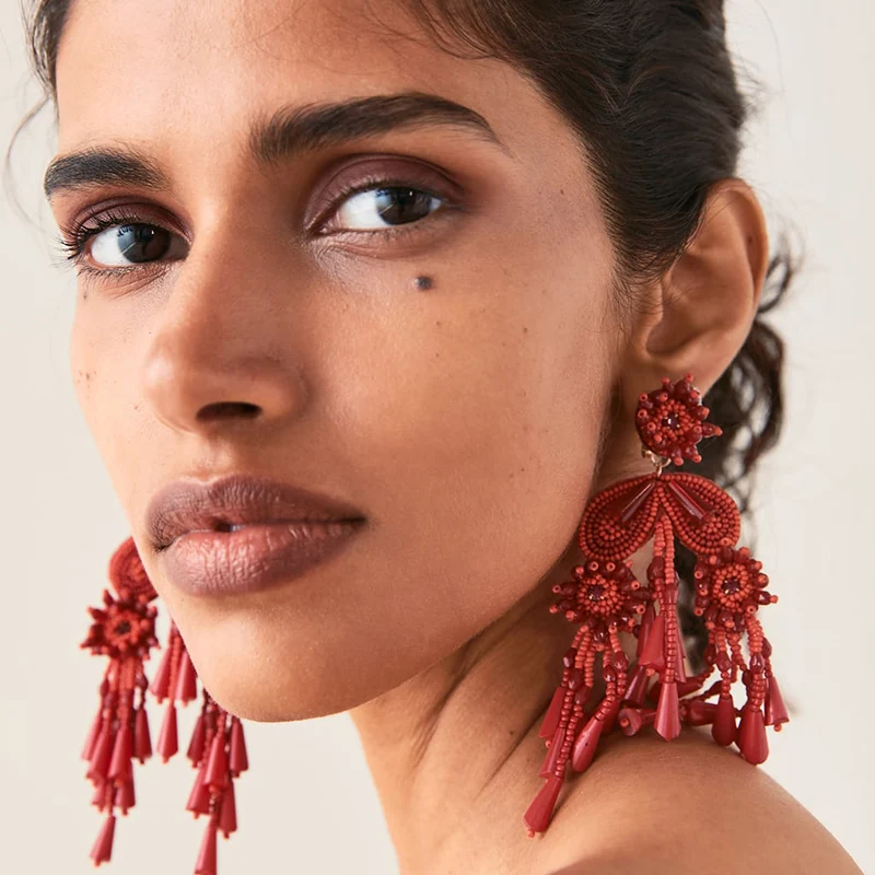 Винтажные большие висячие серьги FASHIONSNOOPS для женщин модные цветочные массивные za