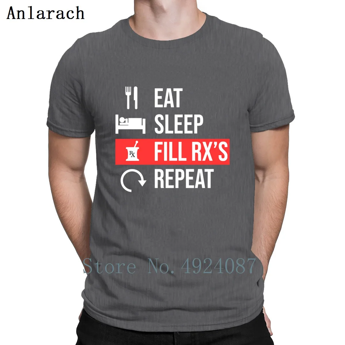 Eat Sleep заполнить Rx с повторить фармацевт аптека футболка Одежда высшего качества