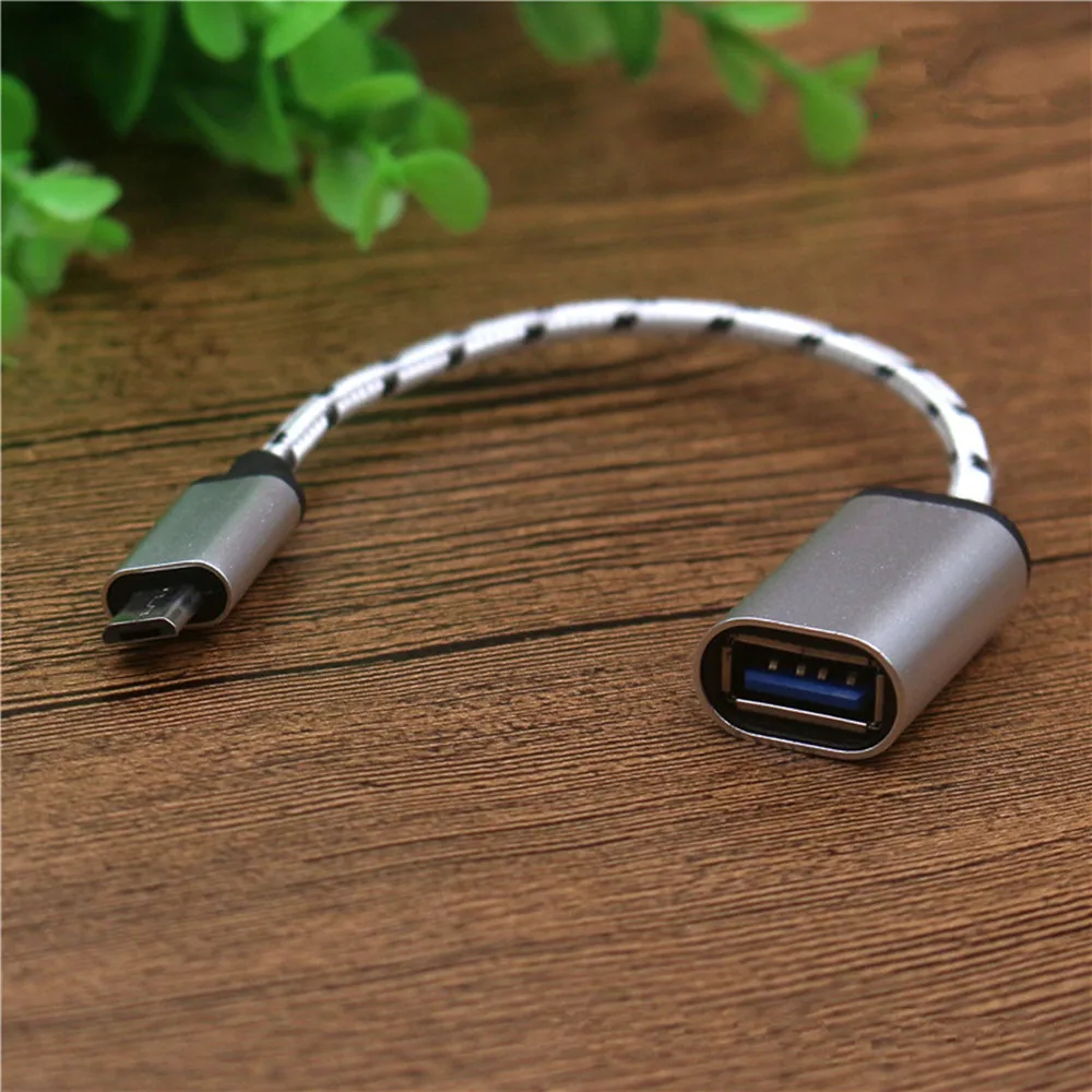 Микро USB к OTG адаптеру кабель штекер гнездо алюминий Android нейлон с функция