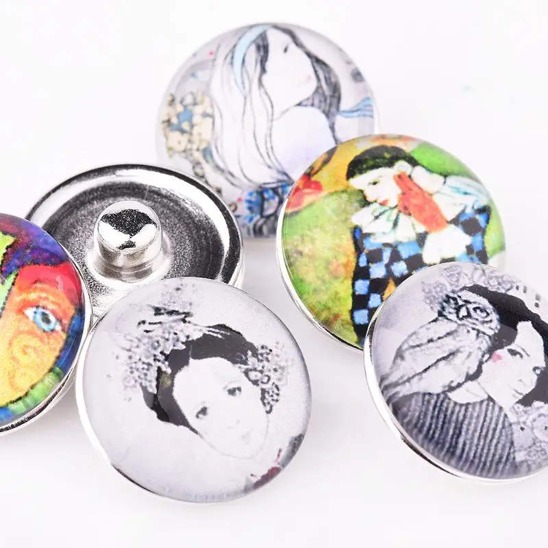 12 шт./комплект круглые стеклянные бусины застежки|snap button|snap jewelrybuttons for bracelet |