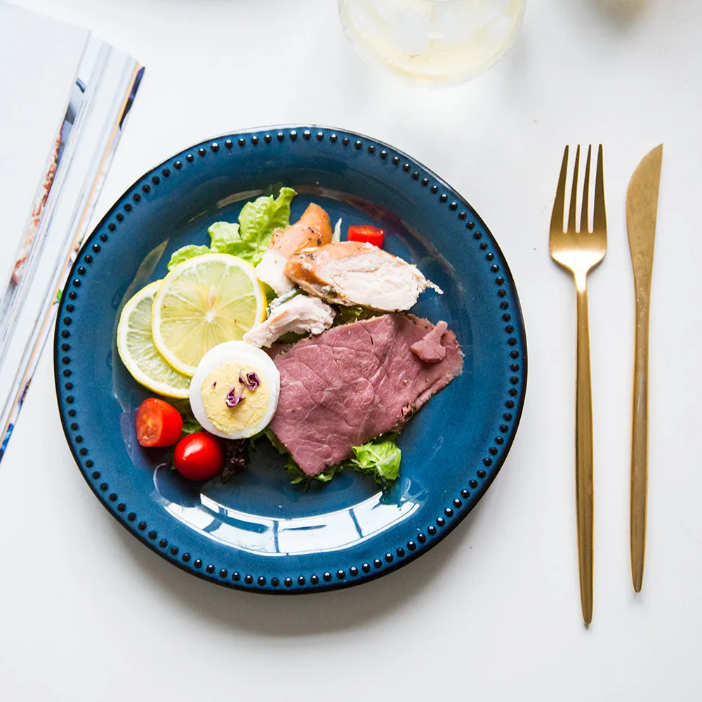 Керамическая Ретро тарелка в Европейском стиле креативная для стейка десерт