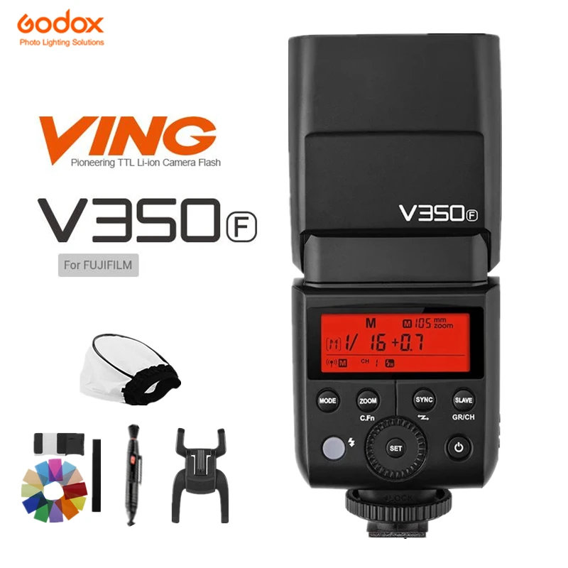 Вспышка Godox V350F TTL 2 4G HSS 1/8000 s Speedlite встроенный литий ионный для Fujifilm GFX50S X Pro2 T20 T1 A3 T10