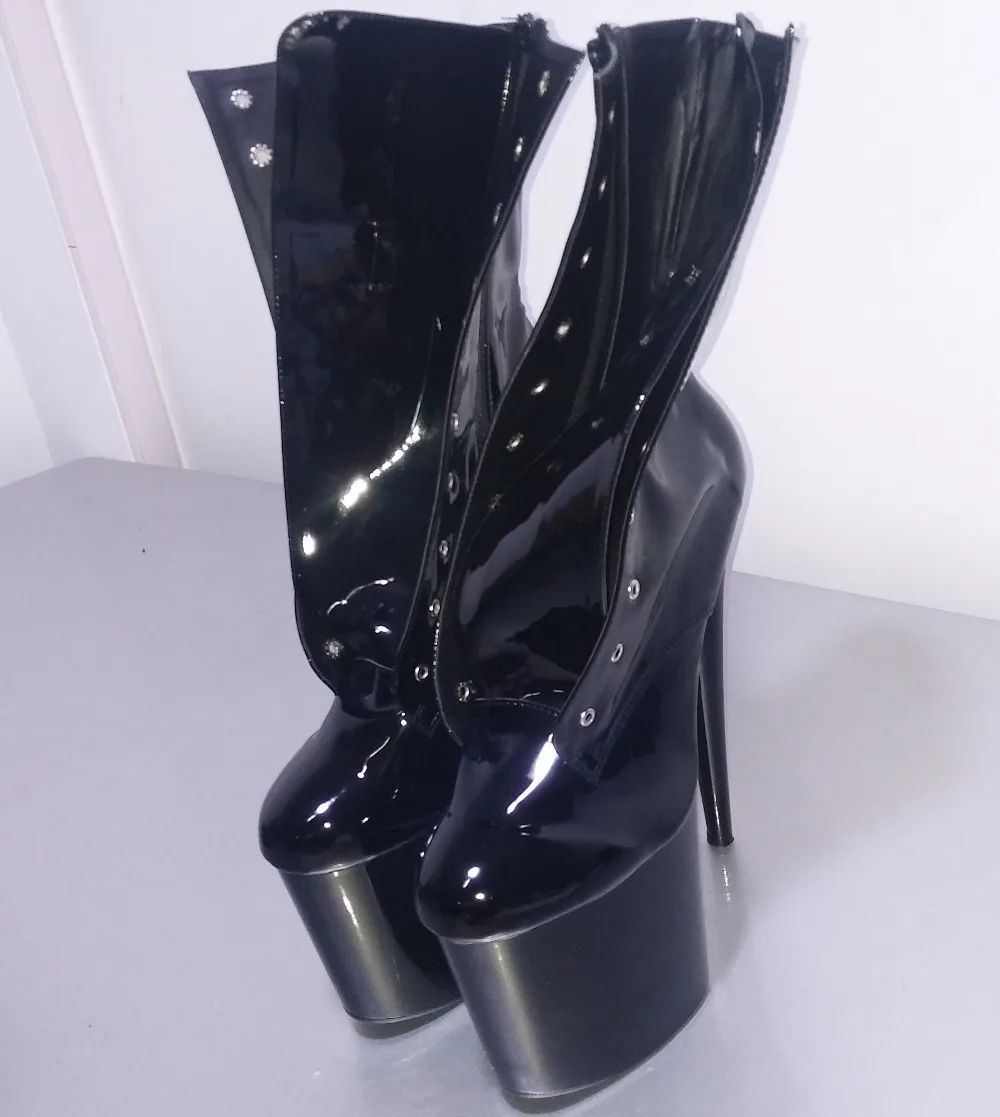 2018 women sexy 20cm ultra high heel shoes,pumps boots ,fashion soft leather black Ankle boots,plus big size 34-46