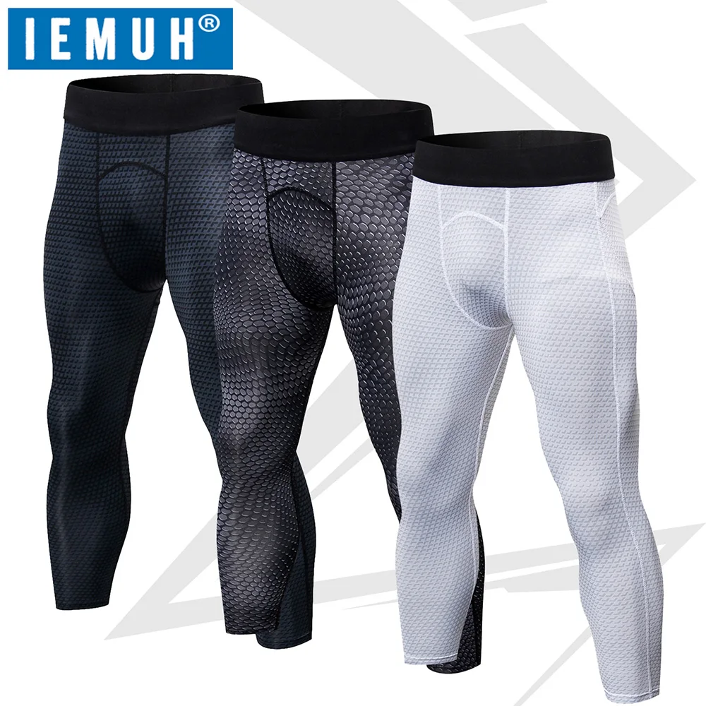 Мужские компрессионные брюки 3/4 Капри Baselayer крутые сухие колготки мульти Рашгард