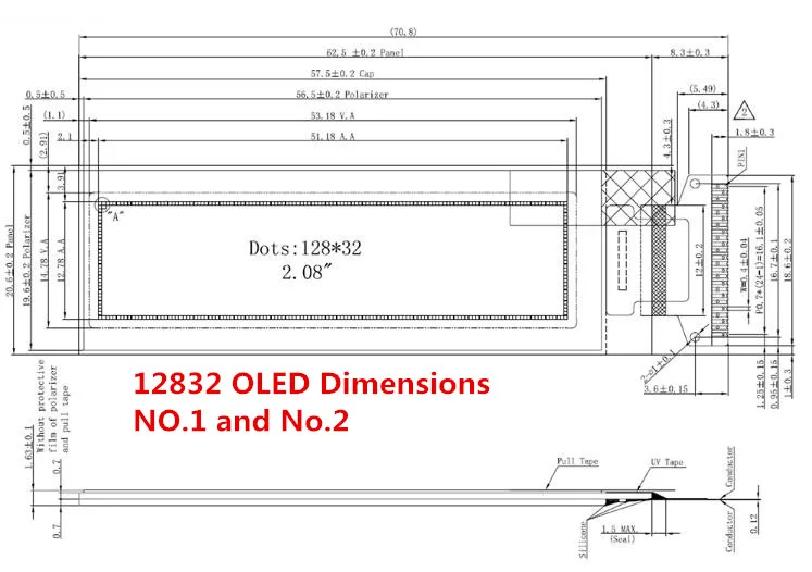 12832 2,08 дюймовый дисплей SSD1307 PM OLED 256x64 SH1122 7pin 4-провод SPI 3-провод SPI I2C белого и синего цветов на выбор, с адаптером PCB