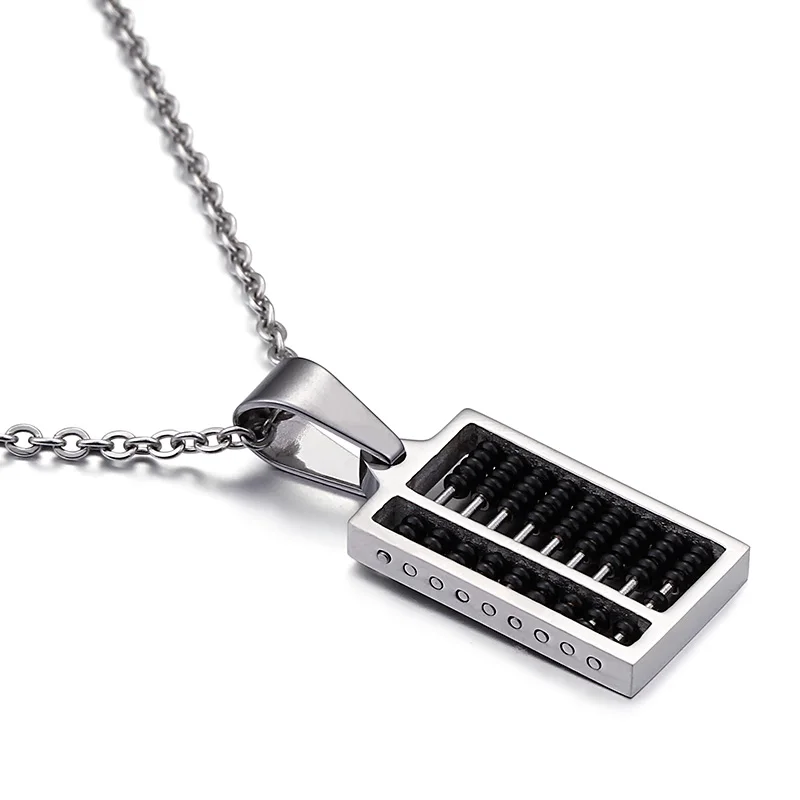 Silver Black Модные женские и мужские черные, серебряные, золотые, синие, титановые, стальные, панковские, квадратные, набитые счеты, бусины, кулон, ожерелье, ювелирные изделия 23*13 мм - Окраска металла: Silver Black