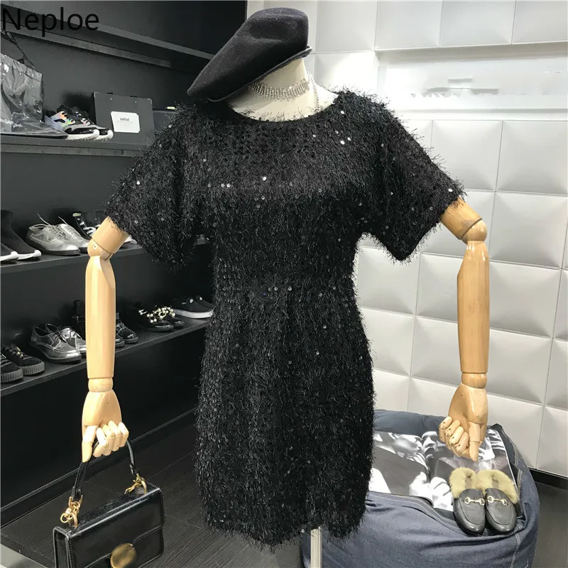 Neploe/лето 2019 женское платье шикарное с кисточками блестками Vestidos модное круглым
