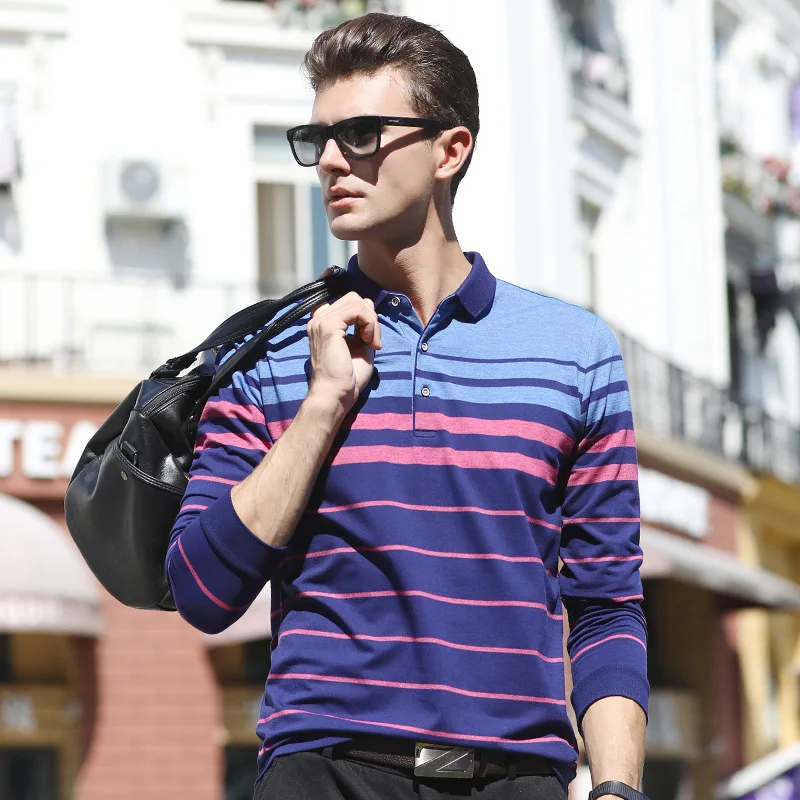 Brand New Men Polo Shirts 2018 Autumn Winter Breathable Camisa Masculina Soft Cotton long sleeve Striped | Мужская одежда