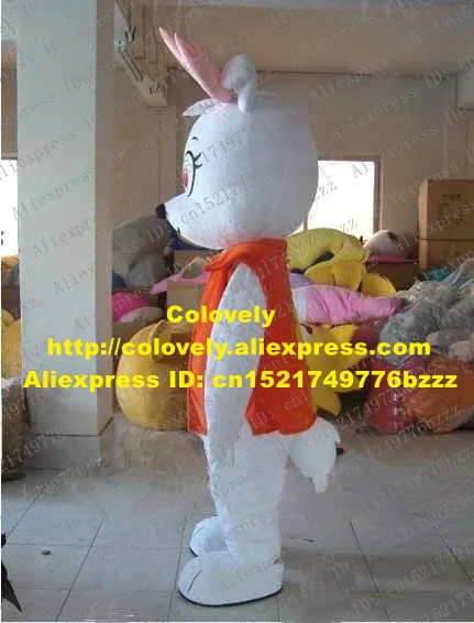 Яркий белый кролик костюм-талисман Mascotte Jackrabbit Lepus Hare для взрослых с большим