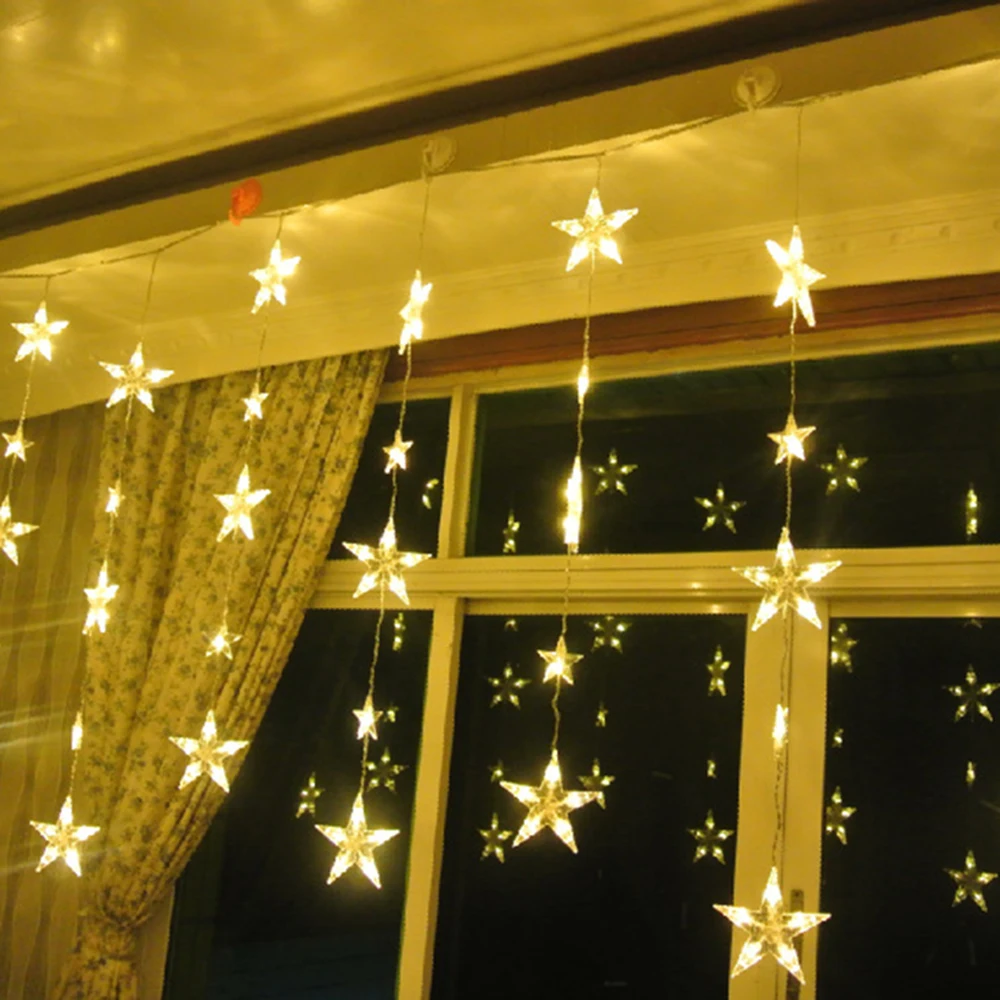 Goede 5 M * 1.1 M 136 Leds Vakantie Lichten Sterren Gordijn Ijs Bars Led Licht String EU Plug Fairy Guirlande Kerst Bruiloft Decoratie DA