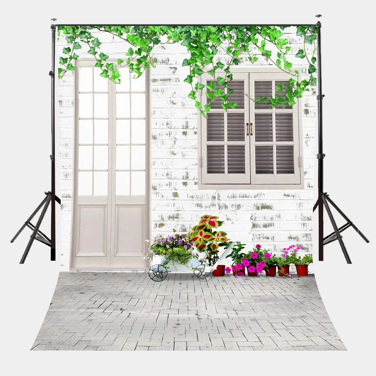 

5x7ft винтажный фон с изображением кирпичного пола весенние пейзажи Белый дом фон для фотосъемки весенний выход фото видео съемка реквизит
