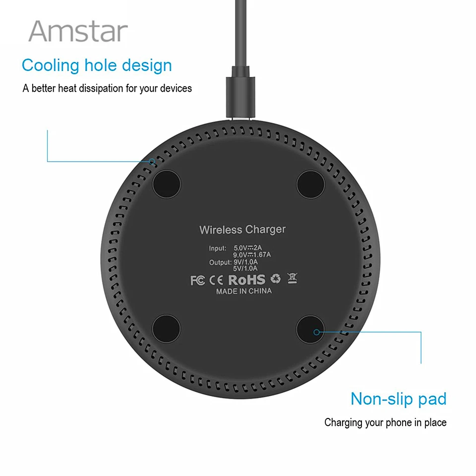 Беспроводное зарядное устройство Amstar для iPhone 11 X XS XR 10 Вт USB Беспроводная зарядка