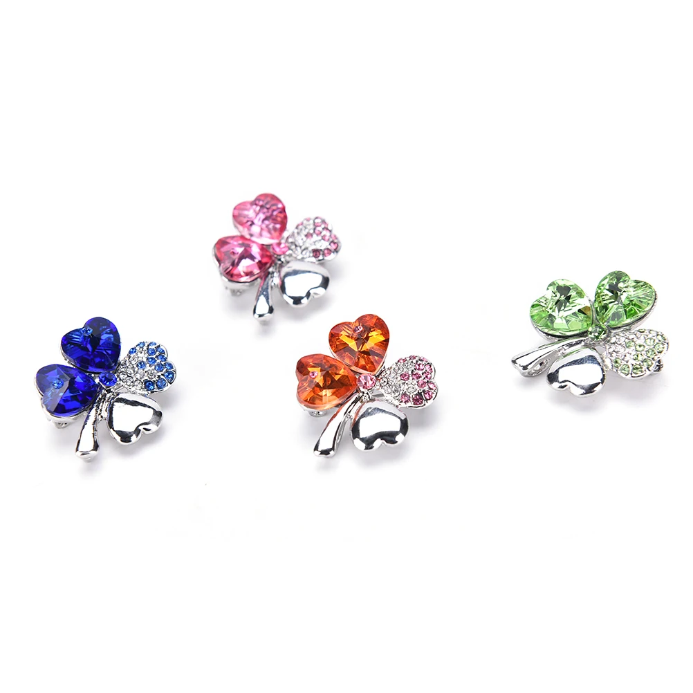 Кристальная тканевая булавка брошь в форме четырехлистного клевера|pin brooch|cloth