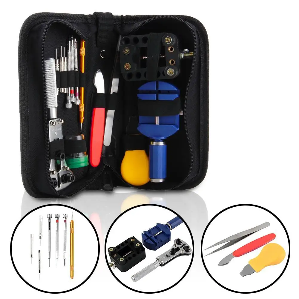 144 шт. набор инструментов для ремонта часов чехол шпатель штопор отвертка