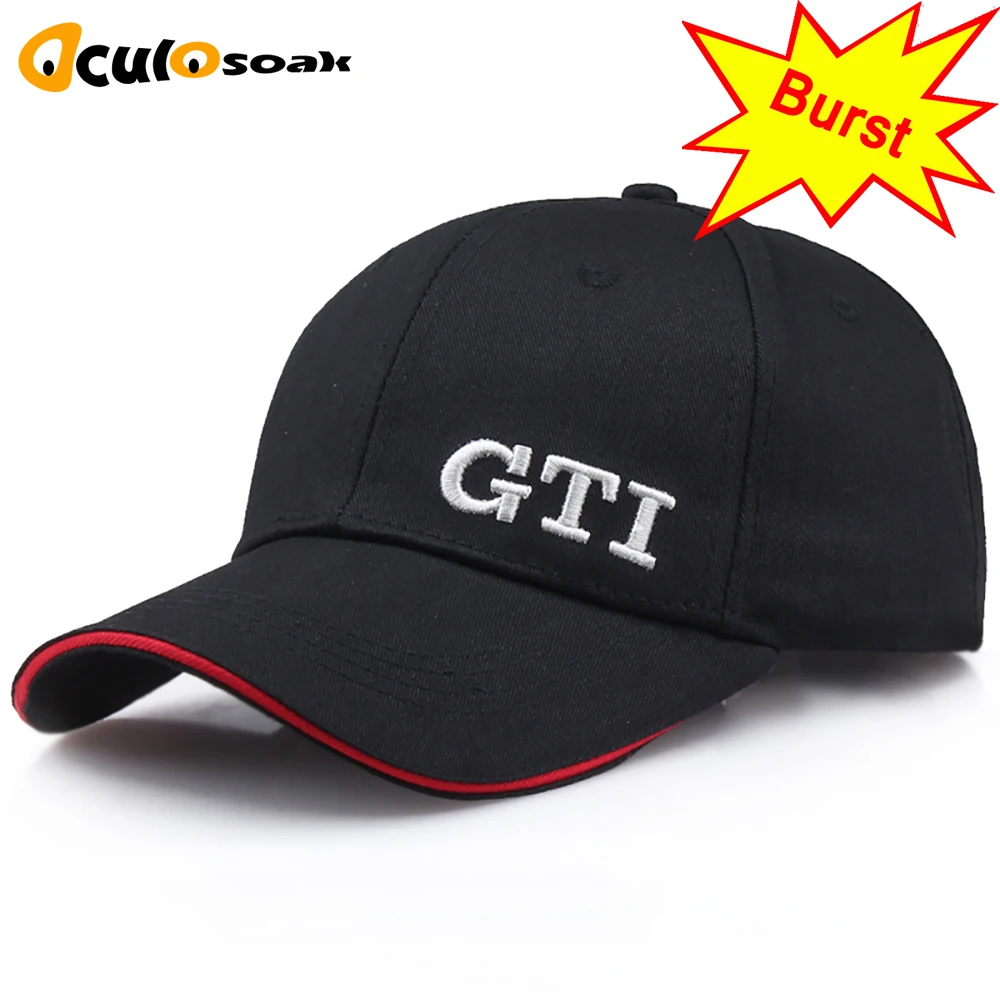 Модные утонченные бейсбольные кепки с вышивкой GTI, однотонные хлопковые шляпы для папы, шляпы для водителя грузовика, унисекс, козырек, высокое качество, Регулируемый козырек - Цвет: Black