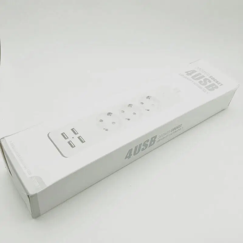 Быстрая зарядка 4 USB+ 3 розетки питания Европейская вилка 1,8 м шнур питания умный дом электронный блок питания Защита от перенапряжения розетка