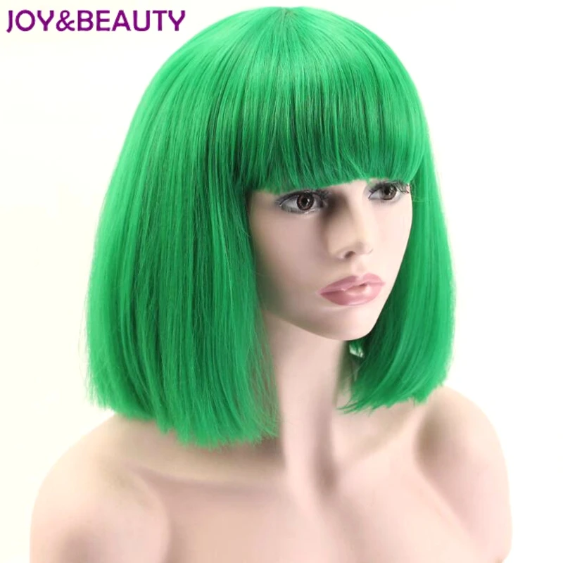 JOY& BEAUTY короткие прямые синтетические волосы косплей парик зеленый/красный цвета 14 дюймов высокая температура волокно женские вечерние парики
