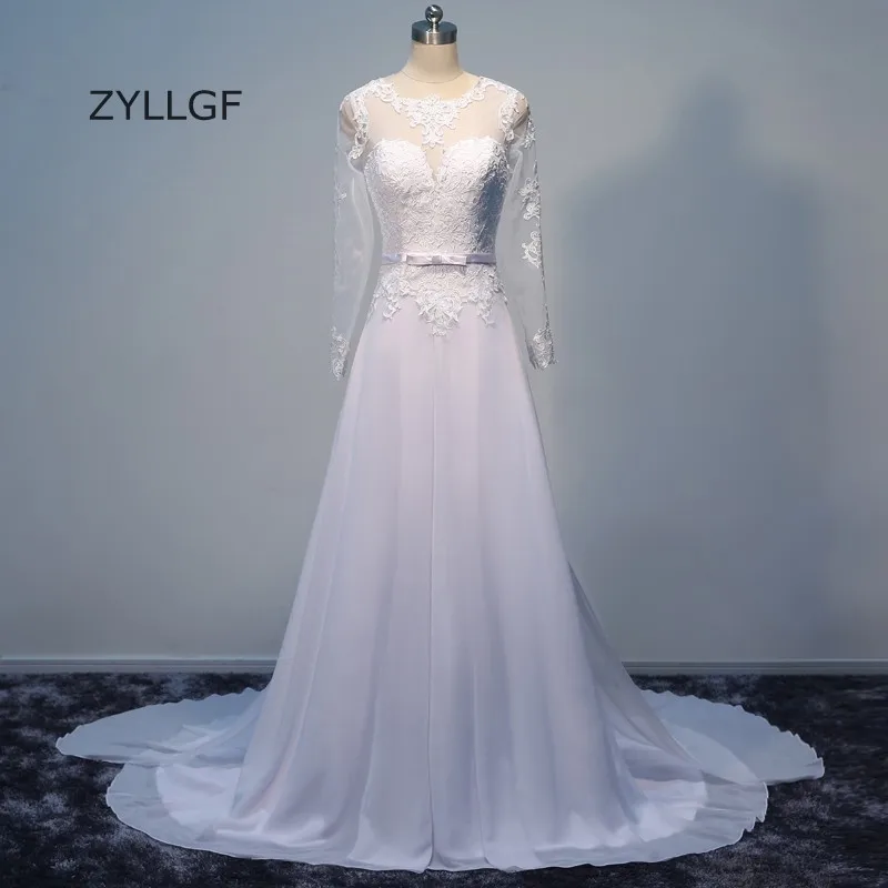 ZYLLGF Свадебные платья с длинным рукавом сексуальное прозрачное платье